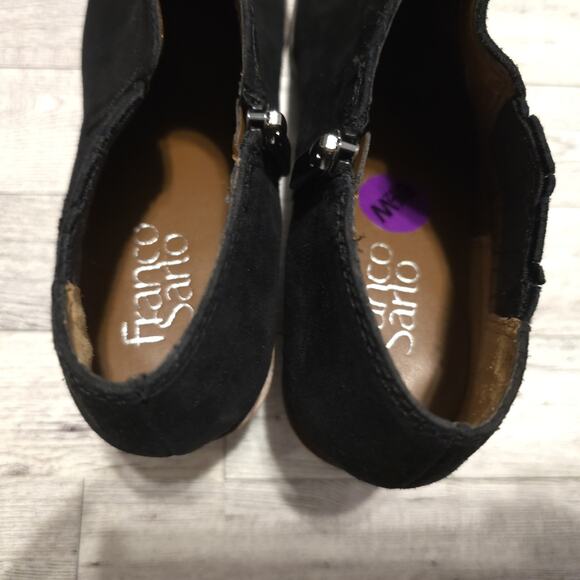 Franco Sarto Womens Size 6.5 M Black Suede Heeled Ankle Chelsea Boots Bootie - Picture 7 of 10